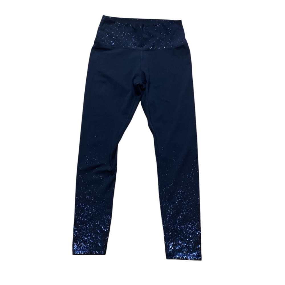 Z by Zobha Women’s Shine High Waisted Leggings Size L Athletic Navy Sparkle